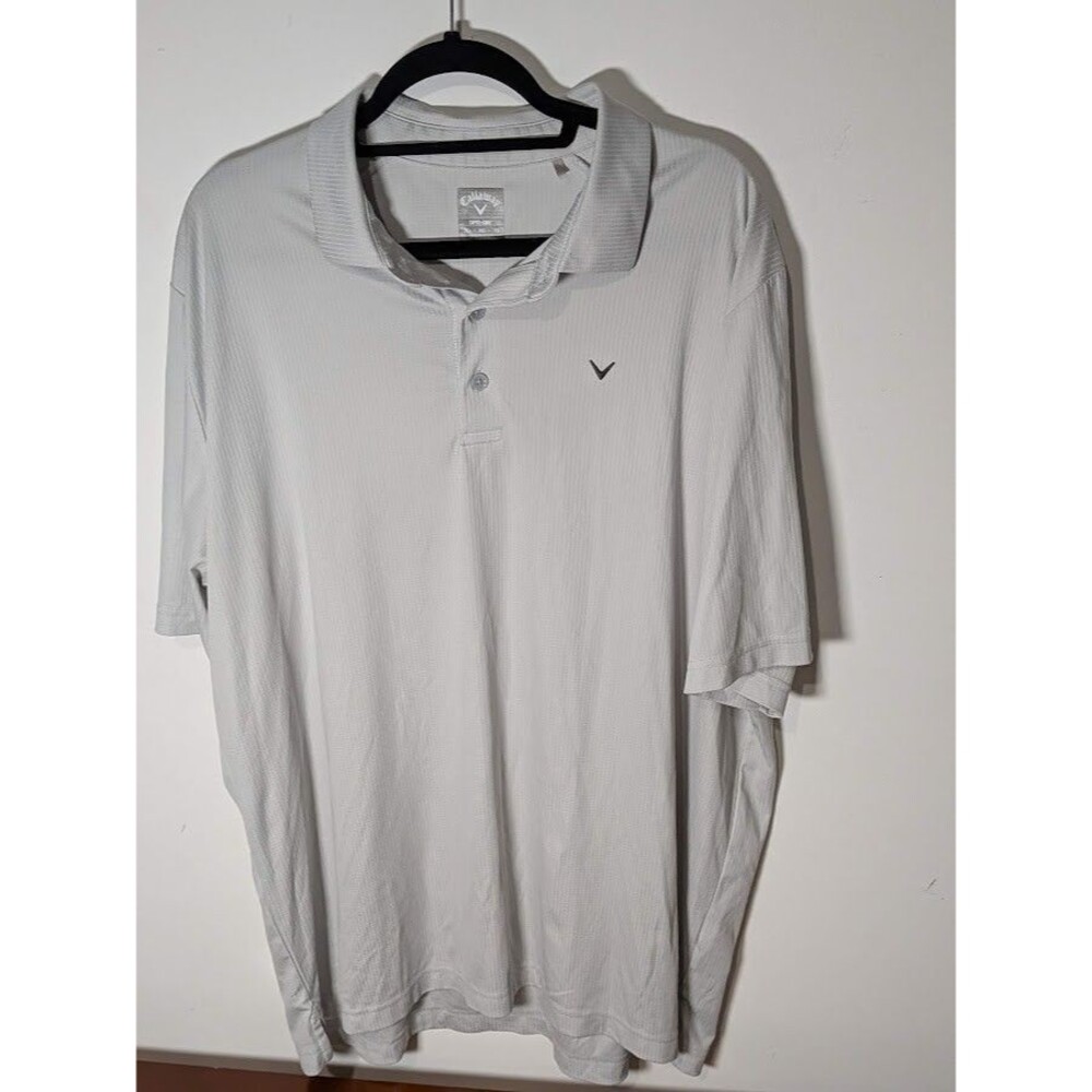 Callaway Golf POLO SHIRT Men XL Grey Opti-Dri Performance SHORT SLEEVE Textured